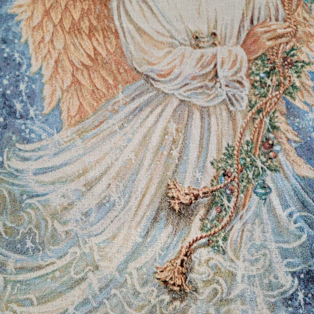 VTG Dona GelSinger Stardust Angel Tapestry Christmas Wall Hanging Blanket Throw